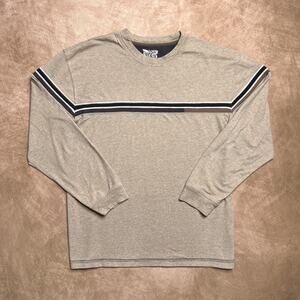 Vintage Y2K XG Long Sleeve Center Stripe Shirt Tan Skater Indie Sleaze Urban